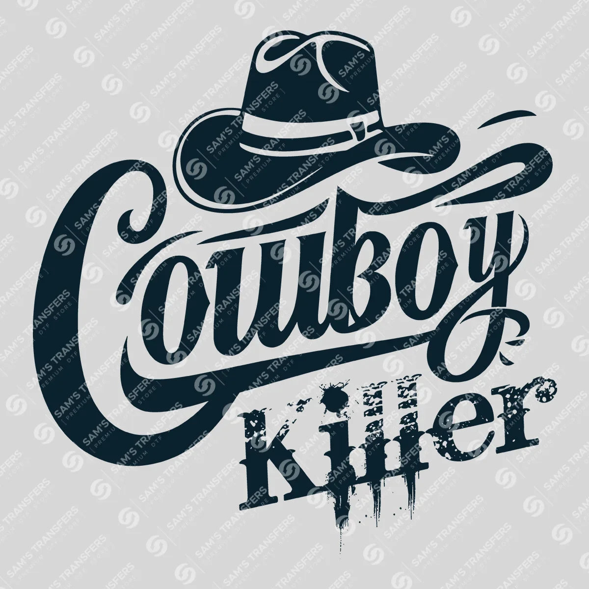 Apparel featuring a Cowboy Killer-themed DTF transfer.