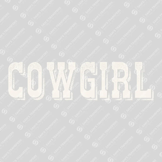 Apparel featuring a Cowgirl-themed DTF transfer.