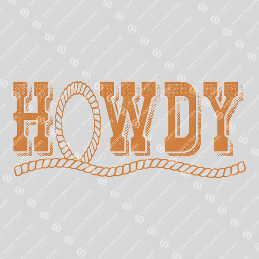 Apparel featuring a Howdy-themed DTF transfer.