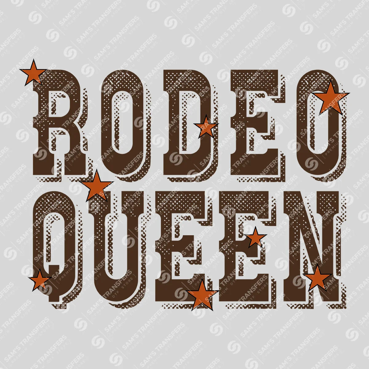 Apparel featuring a Rodeo Queen-themed DTF transfer.