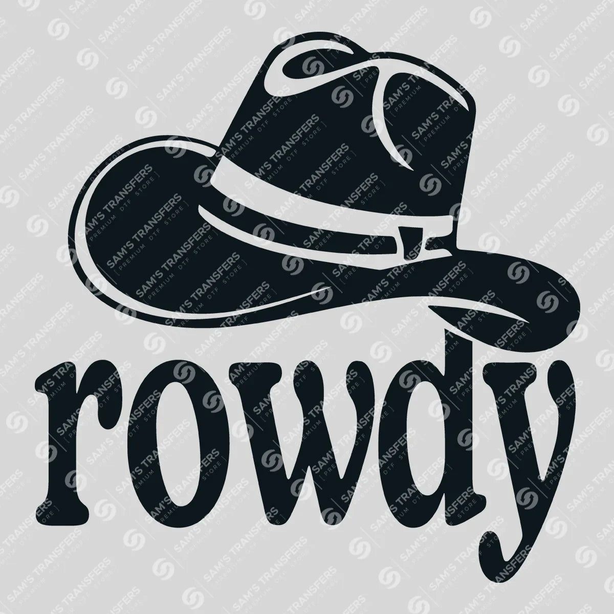 Apparel featuring a Rowdy-themed DTF transfer.