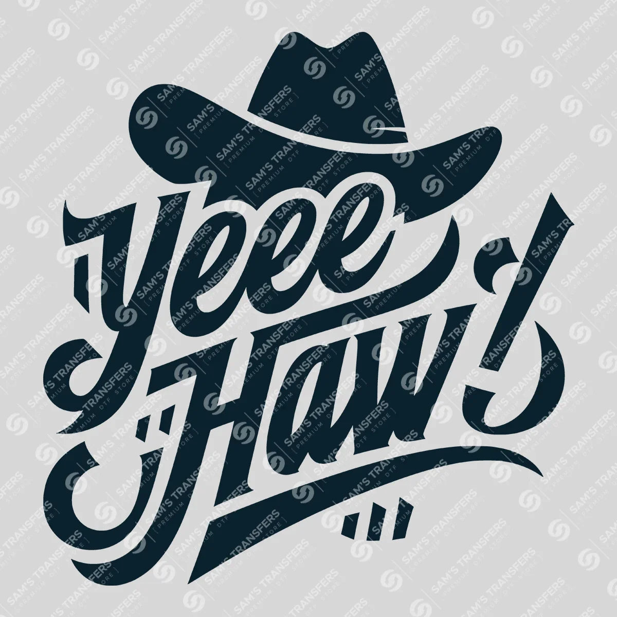 Apparel featuring a Yee Haw-themed DTF transfer.