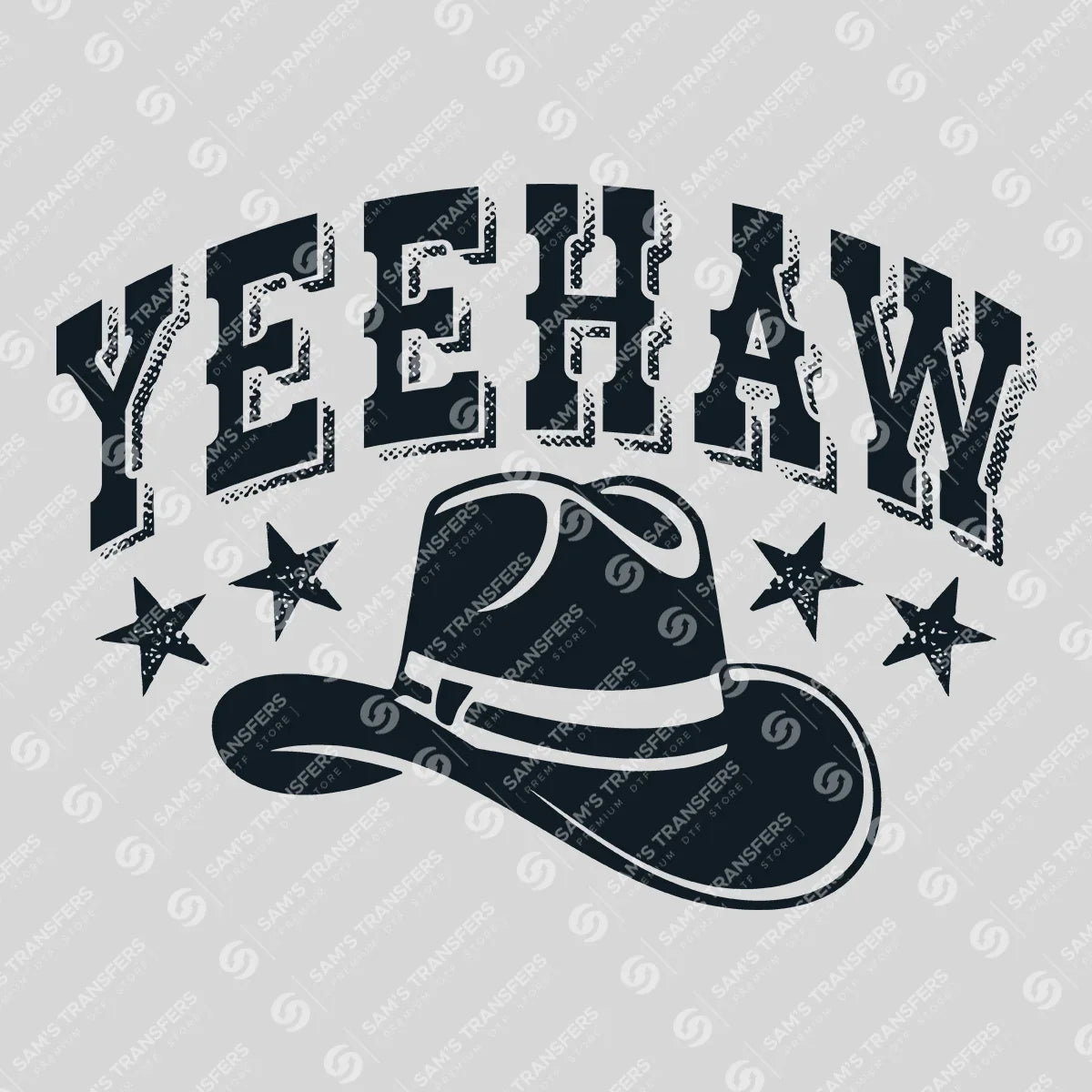 Apparel featuring a Yeehaw-themed DTF transfer.