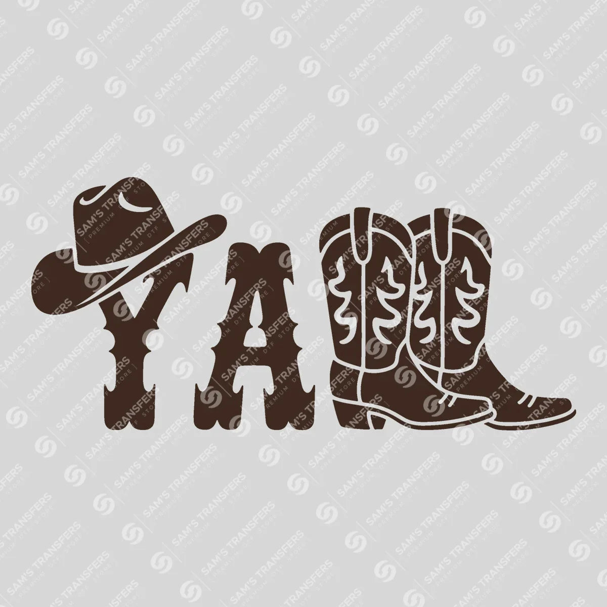 Apparel featuring a Y'all-themed DTF transfer.