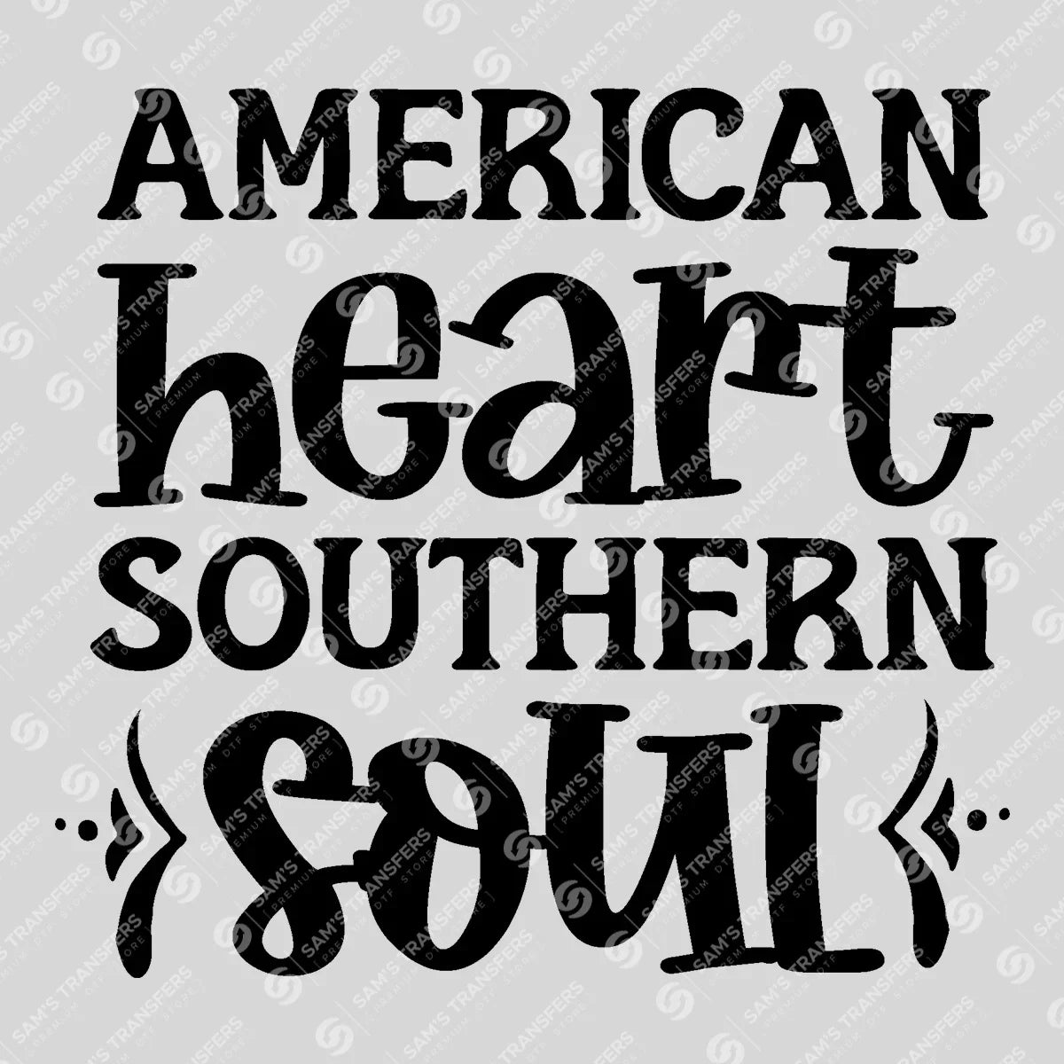Apparel featuring a American Heart Southern Soul-themed DTF transfer.