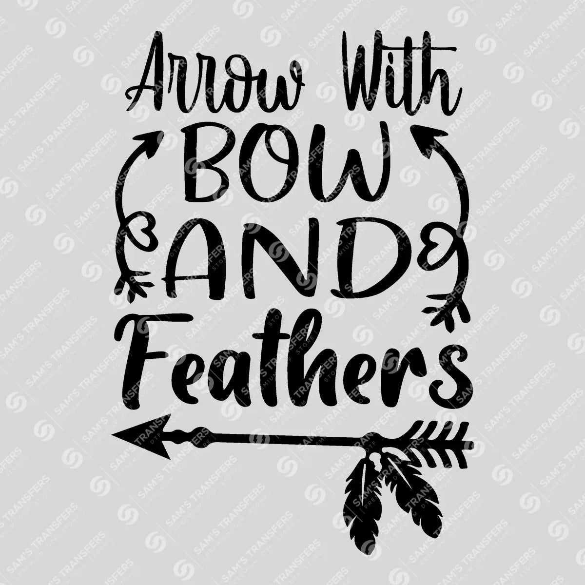 Apparel featuring a Arrow with Bow and Feathers-themed DTF transfer.