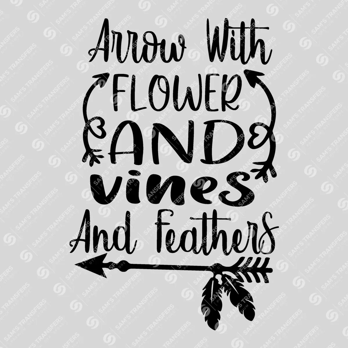 Apparel featuring a Arrow with Flower and Vines and Feathers-themed DTF transfer.