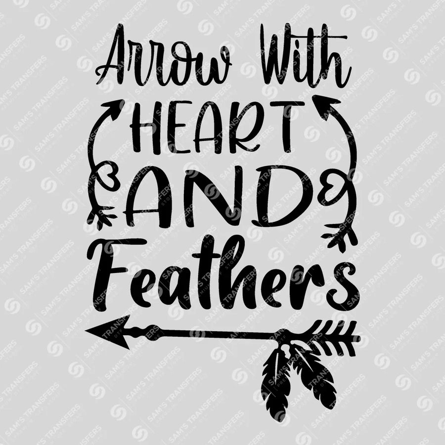 Arrow with Heart and Feathers Ready-to-Press DTF Transfer | SAT08628
