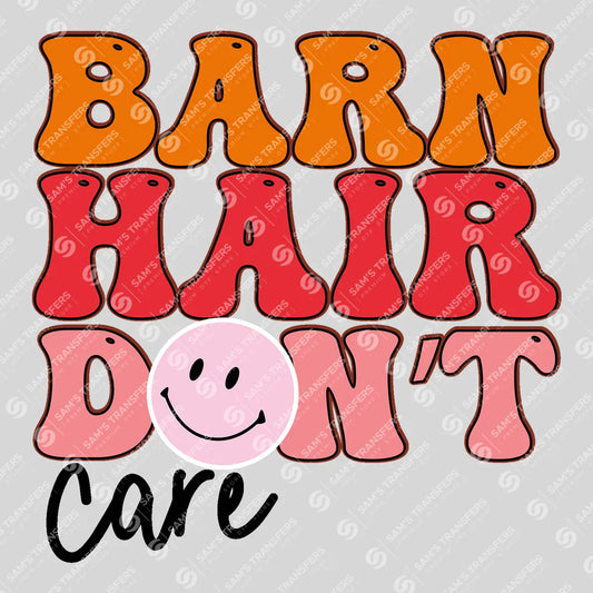 Apparel featuring a Barn Hair Don't Care-themed DTF transfer.