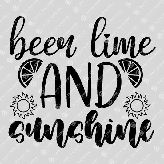 Apparel featuring a Beer Lime and Sunshine-themed DTF transfer.