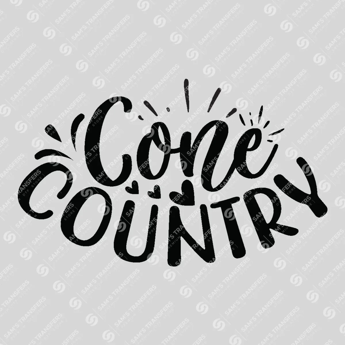 Apparel featuring a Core Country-themed DTF transfer.
