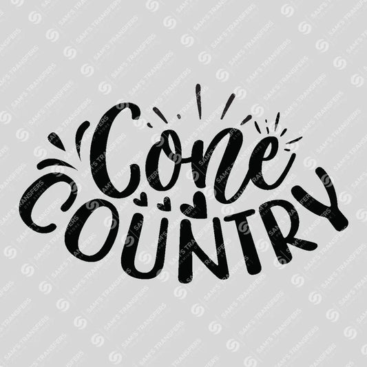Apparel featuring a Core Country-themed DTF transfer.