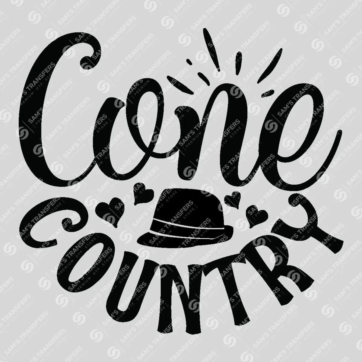 Apparel featuring a Cone Country-themed DTF transfer.