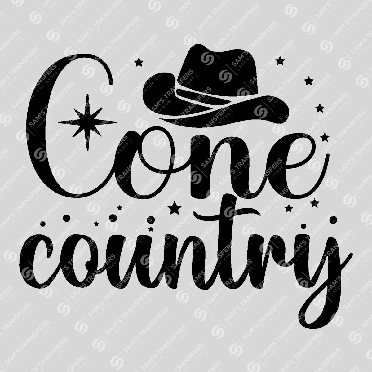 Apparel featuring a Cone Country-themed DTF transfer.