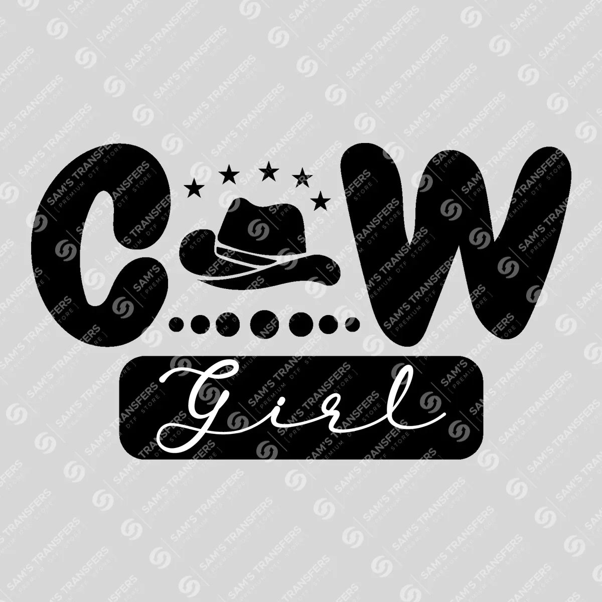 Apparel featuring a Cowgirl-themed DTF transfer.