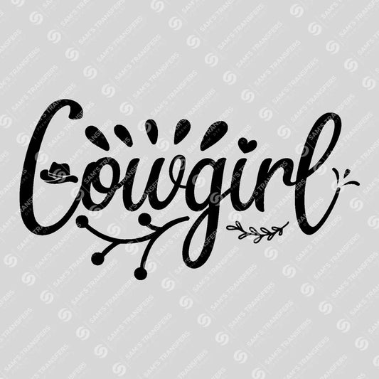 Apparel featuring a Cowgirl-themed DTF transfer.