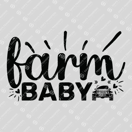 Apparel featuring a Farm Baby-themed DTF transfer.