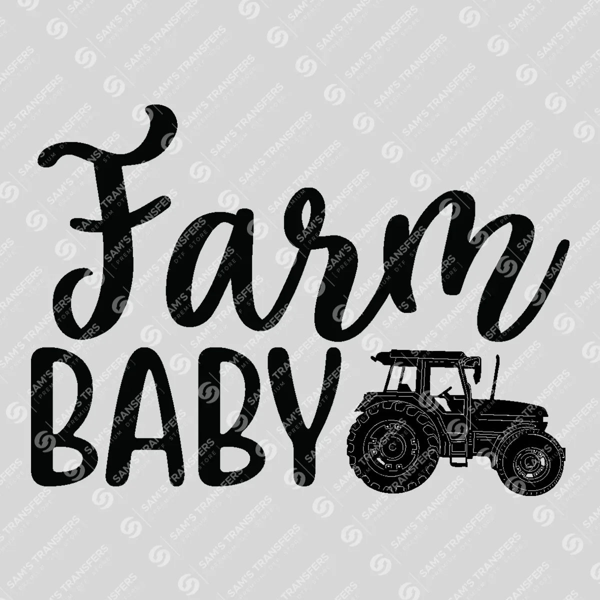 Apparel featuring a Farm Baby-themed DTF transfer.