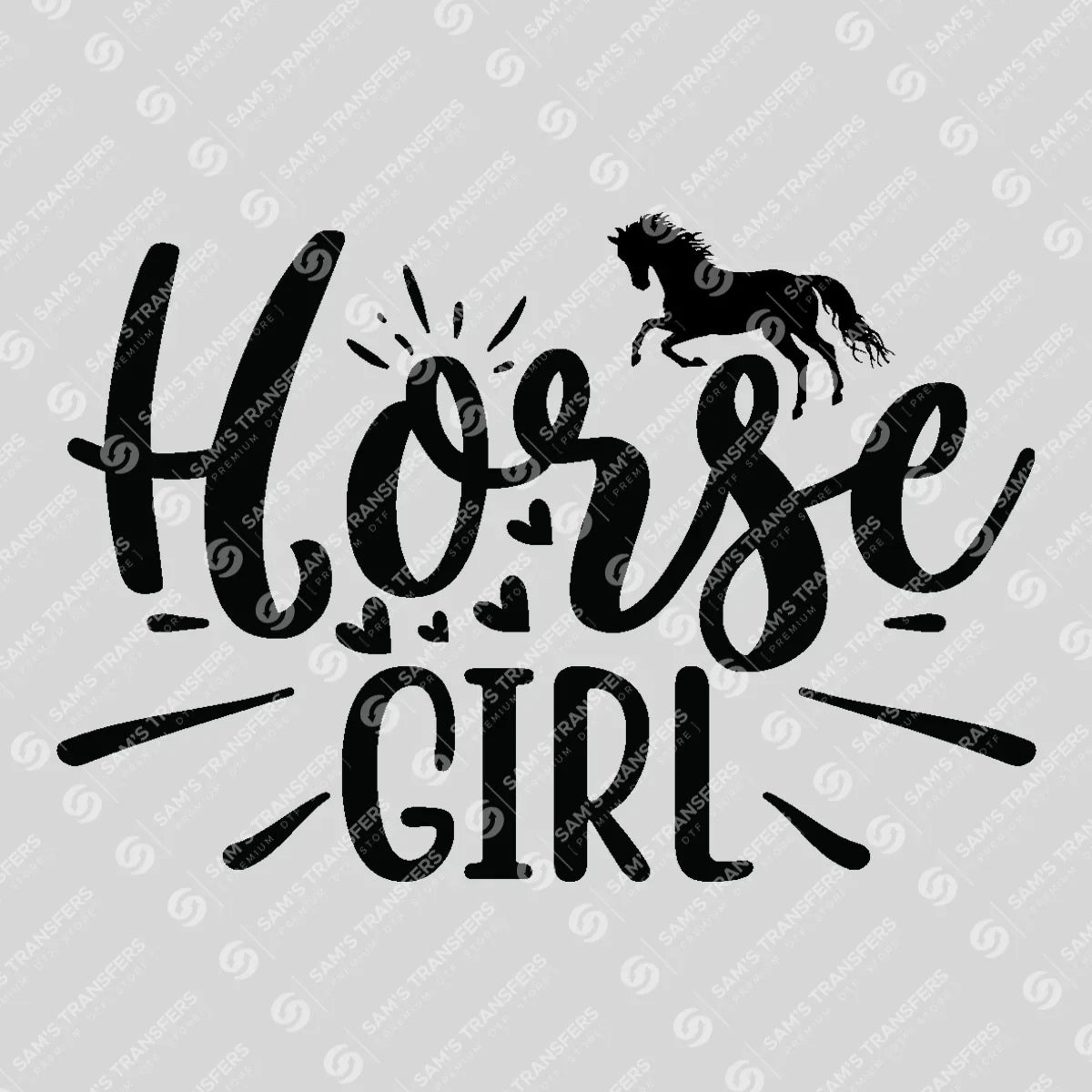 Apparel featuring a Horse Girl-themed DTF transfer.
