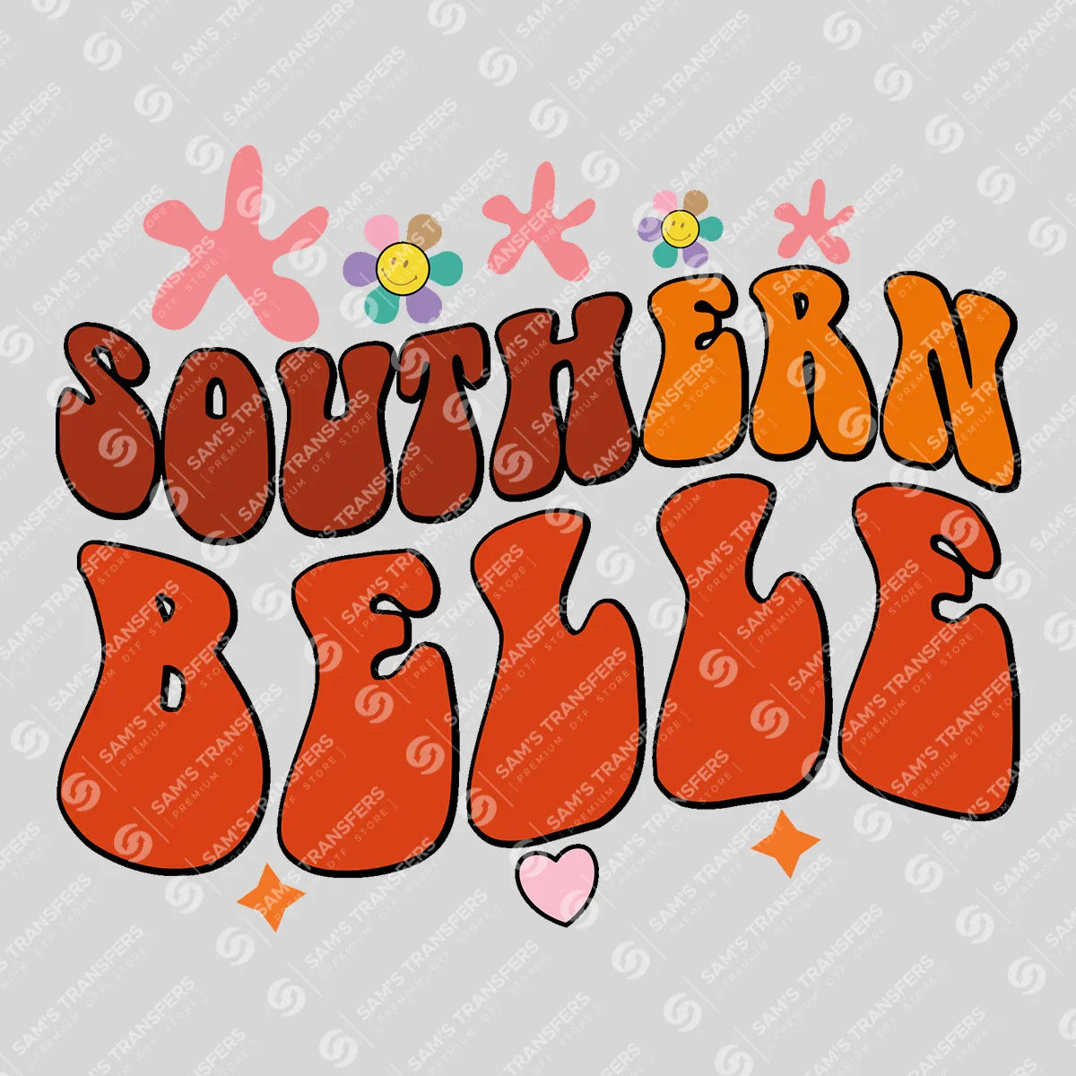 Apparel featuring a Southern Belle-themed DTF transfer.