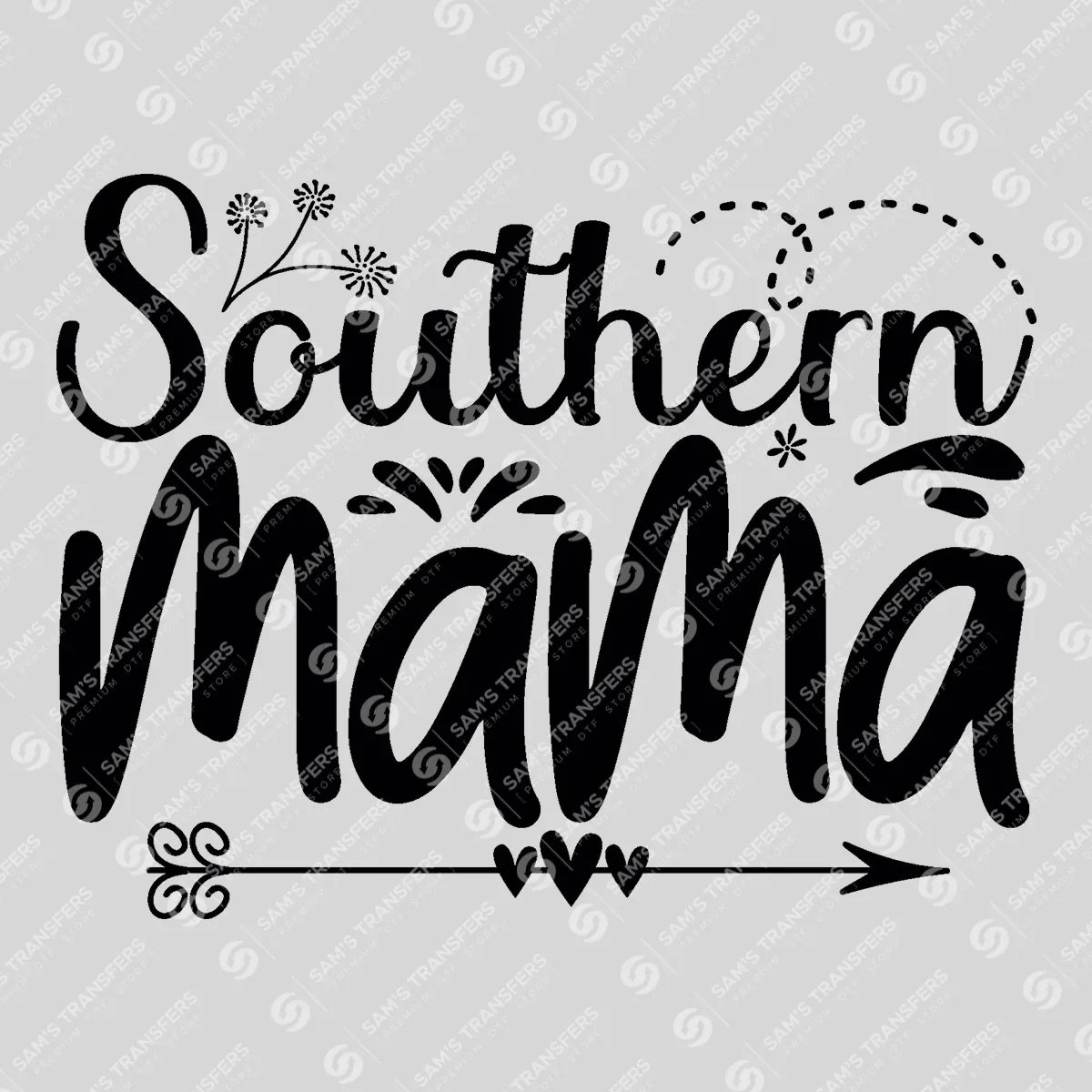 Apparel featuring a Southern Mama-themed DTF transfer.
