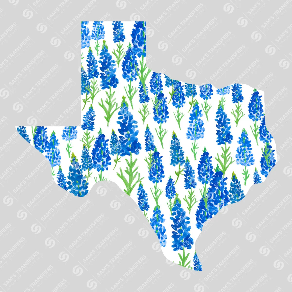 Apparel featuring a Texas Bluebonnets-themed DTF transfer.
