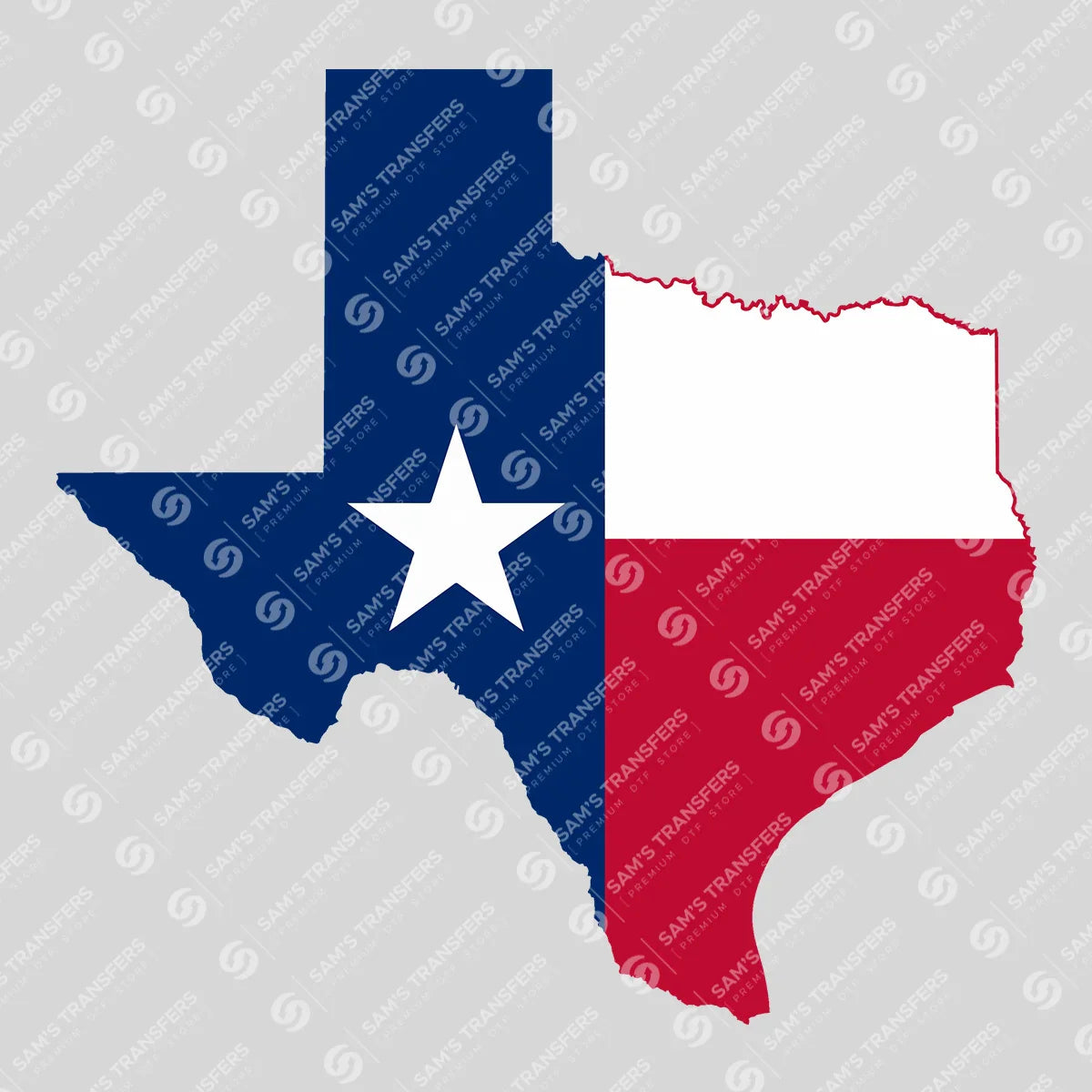Apparel featuring a Texas Flag-themed DTF transfer.