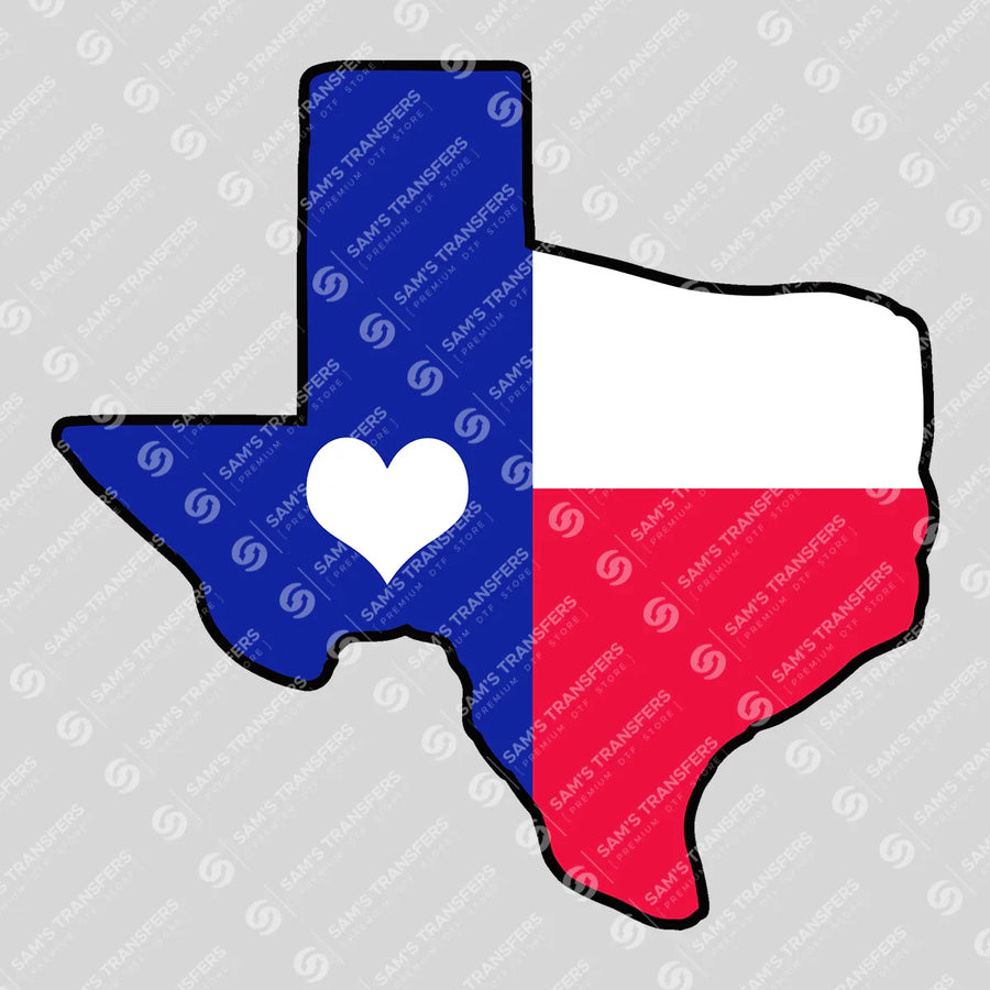 Texas Flag Heart Ready-to-Press DTF Transfer | SAT08786