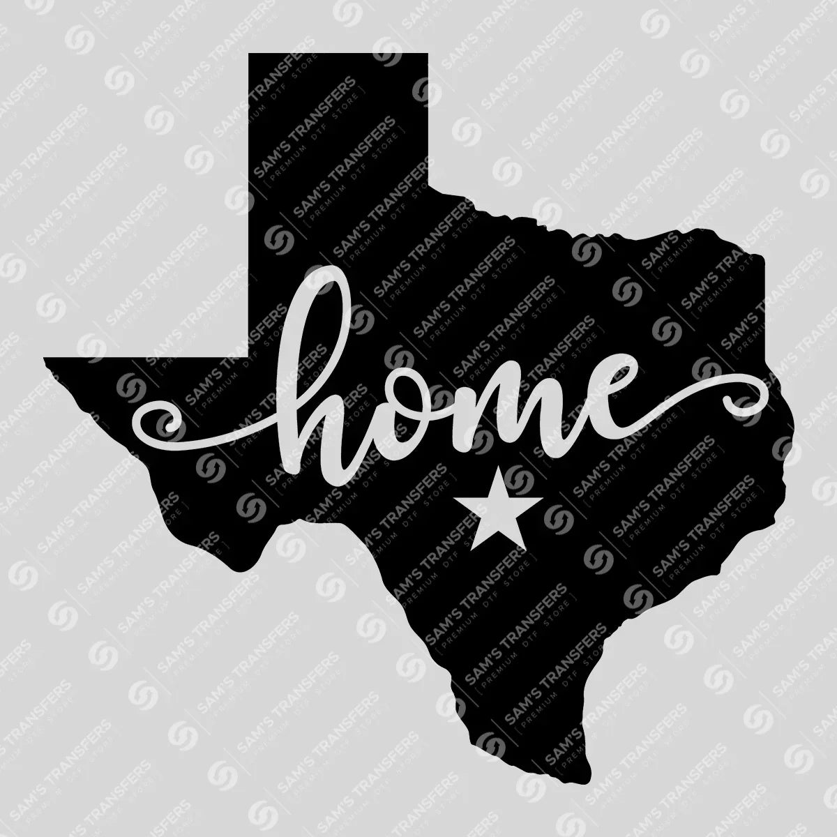 Apparel featuring a Texas Home-themed DTF transfer.