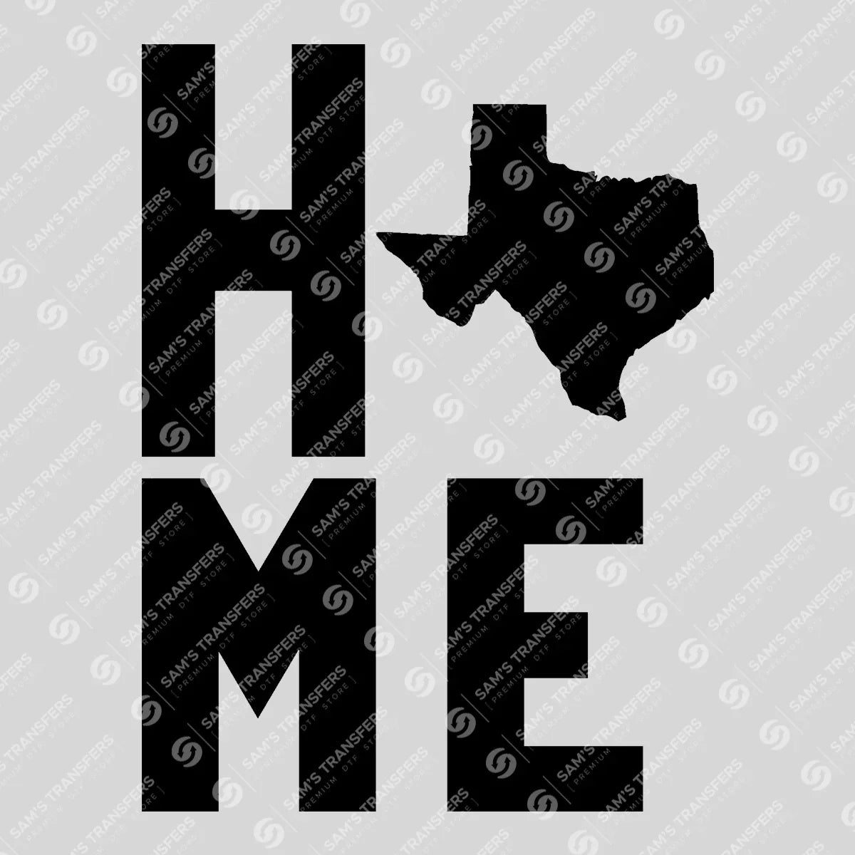Apparel featuring a Texas Home-themed DTF transfer.