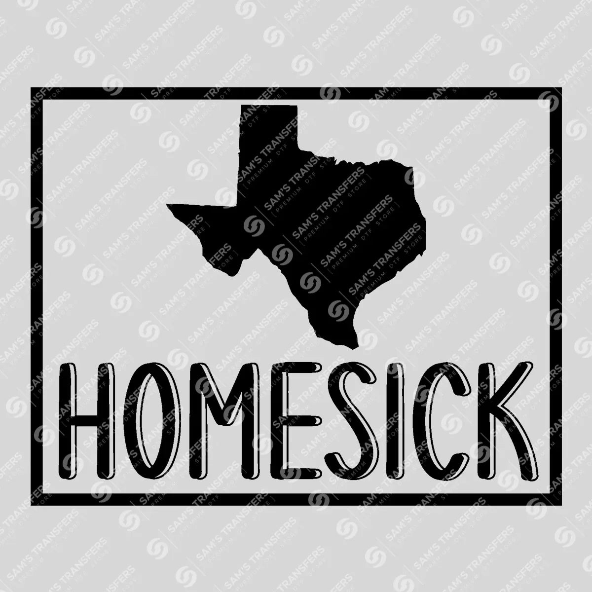 Apparel featuring a Homesick Texas-themed DTF transfer.