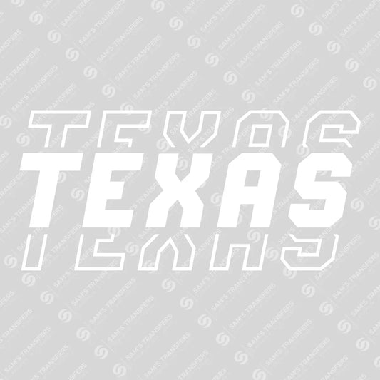Apparel featuring a Texas-themed DTF transfer.