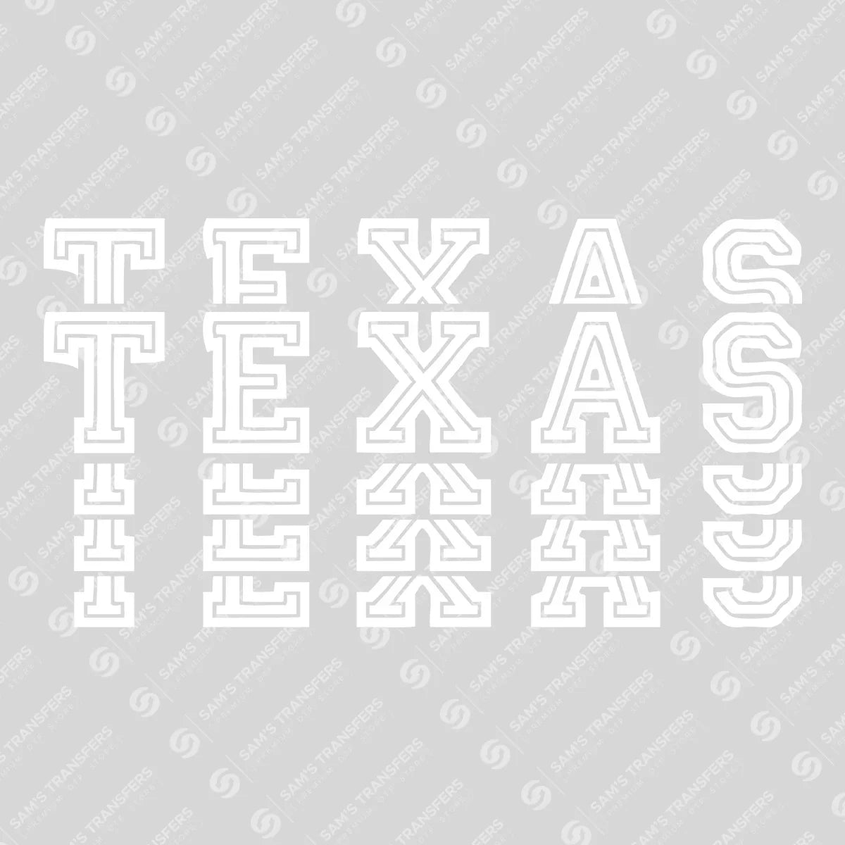 Apparel featuring a Texas-themed DTF transfer.