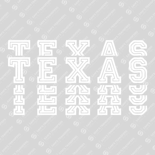 Apparel featuring a Texas-themed DTF transfer.