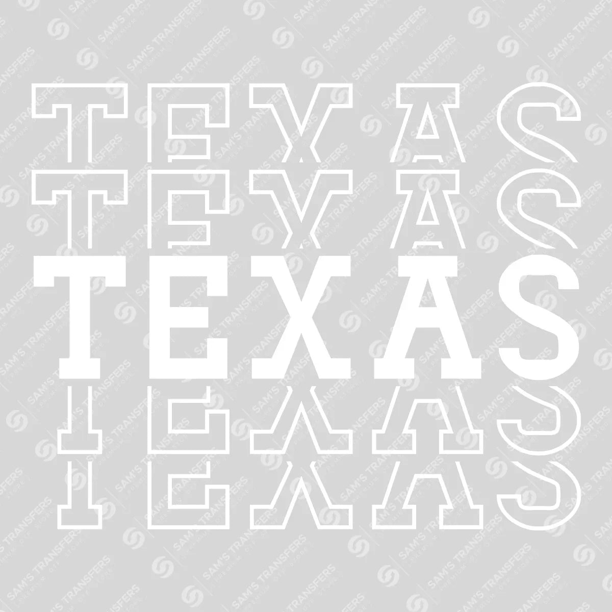 Apparel featuring a Texas-themed DTF transfer.