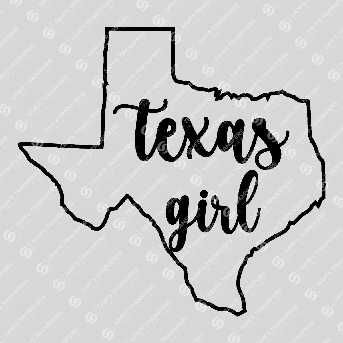 Apparel featuring a Texas Girl-themed DTF transfer.