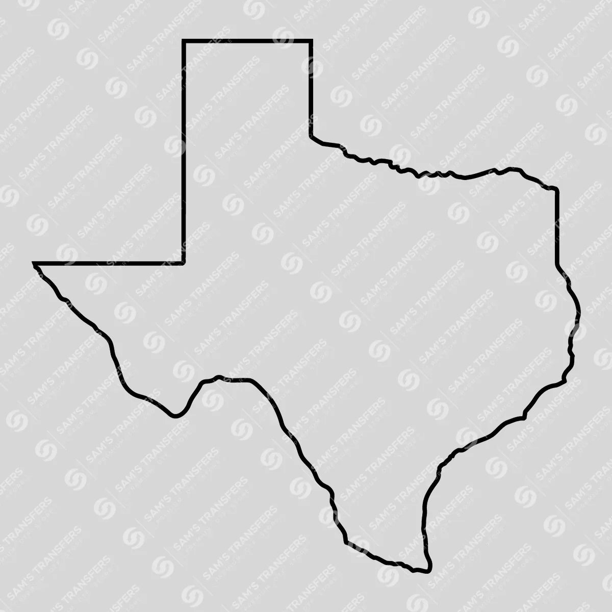 Apparel featuring a Texas State Outline-themed DTF transfer.