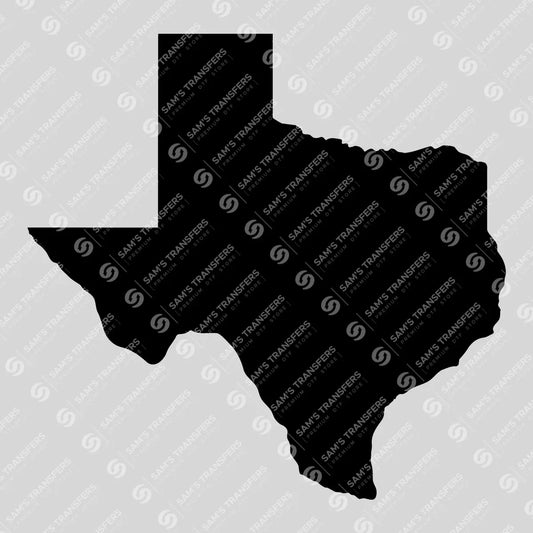 Apparel featuring a Texas Silhouette-themed DTF transfer.