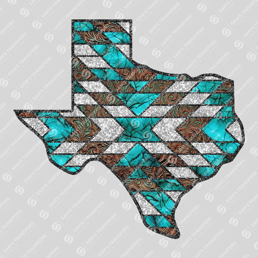 Texas Aztec Turquoise Ready-to-Press DTF Transfer | SAT08860