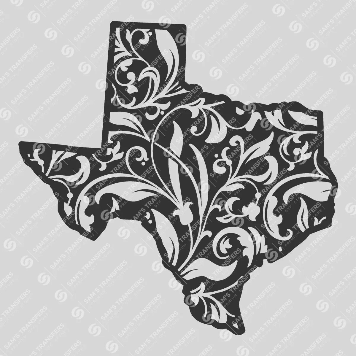 Apparel featuring a Texas Damask Floral-themed DTF transfer.