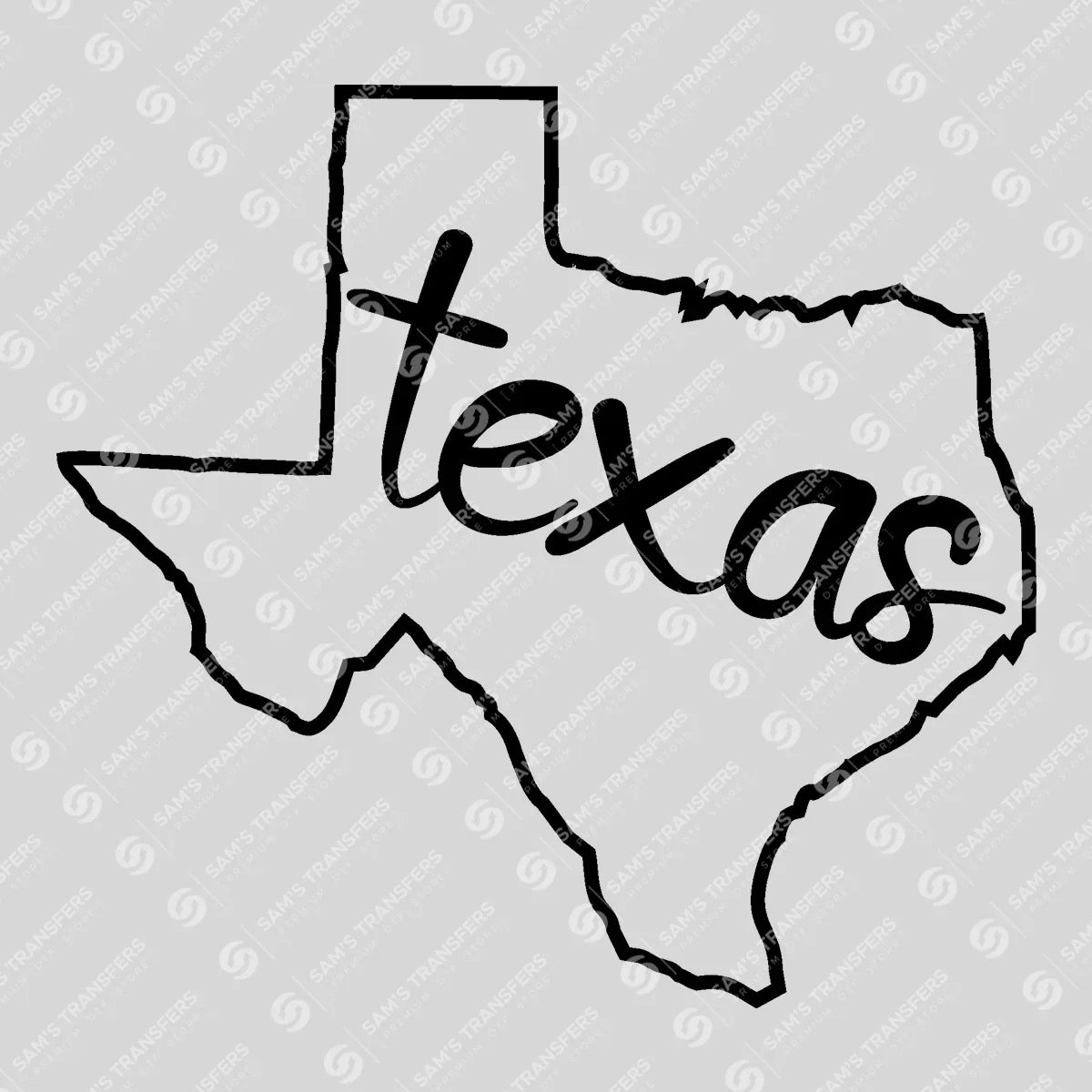 Apparel featuring a Texas Handwritten State-themed DTF transfer.