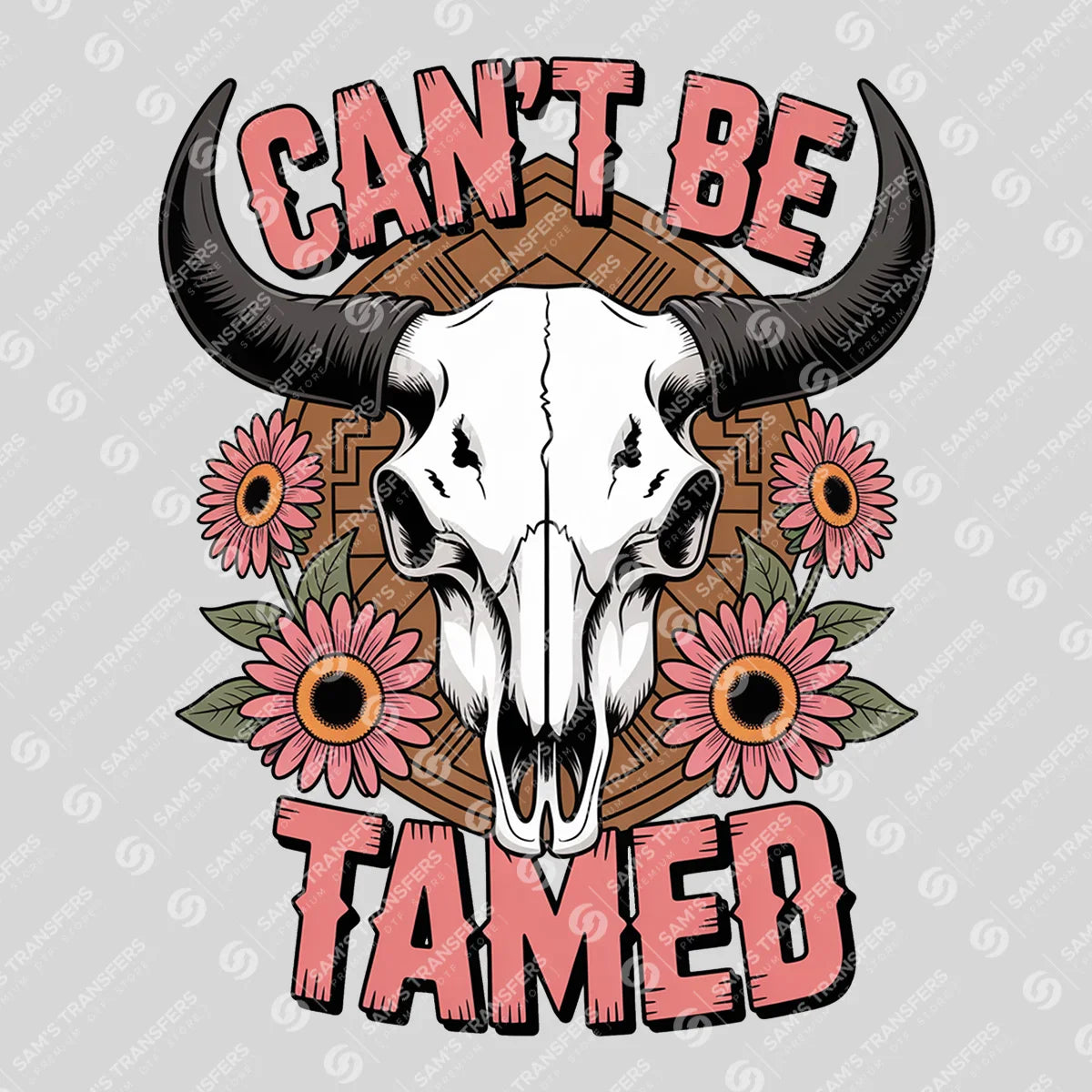 Apparel featuring a Can't Be Tamed-themed DTF transfer.