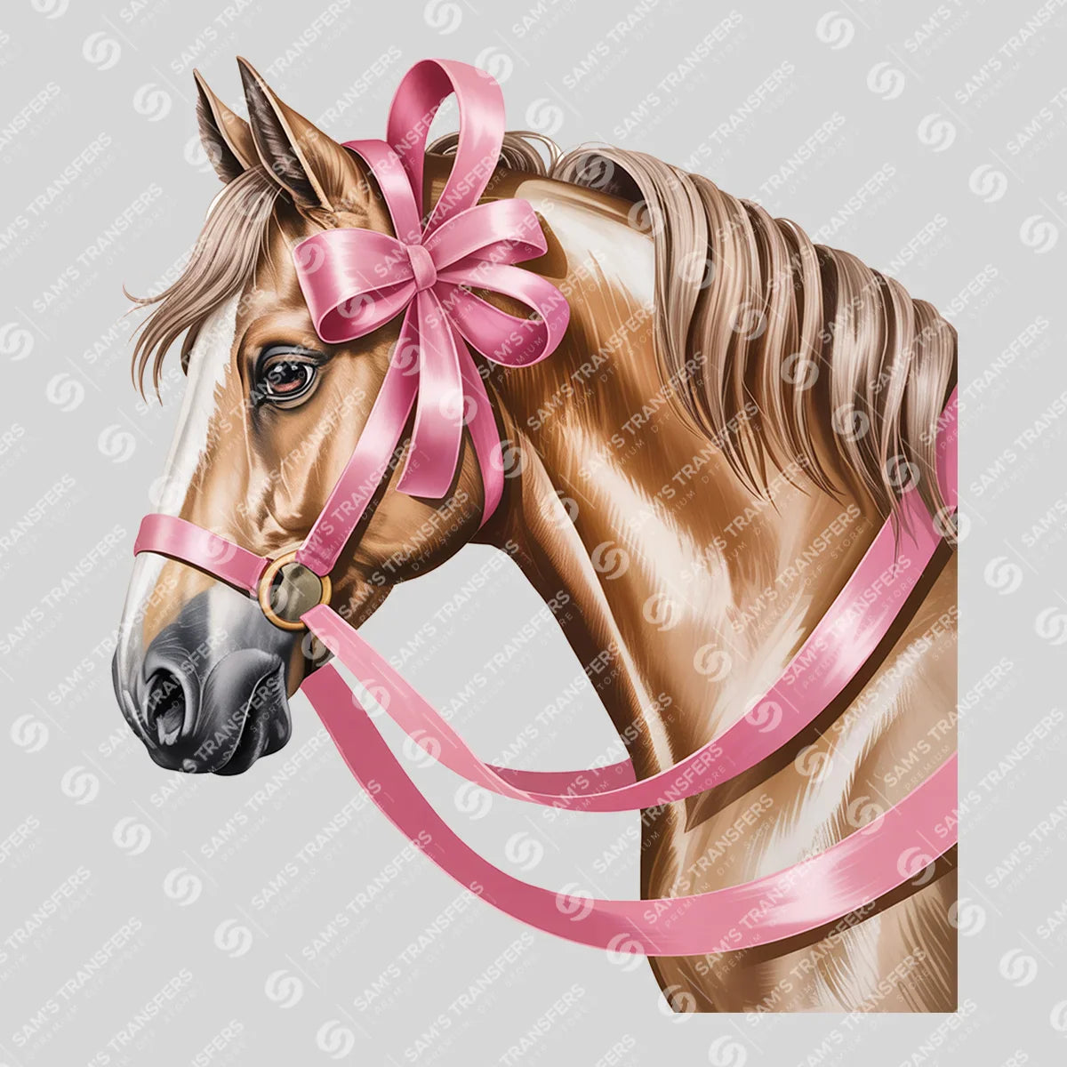 Apparel featuring a Pink Bow Horse-themed DTF transfer.