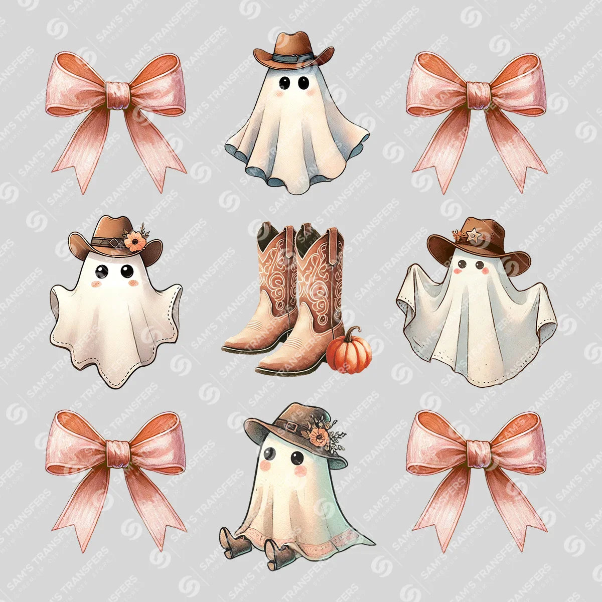 Apparel featuring a Coquette Halloween Ghosts-themed DTF transfer.