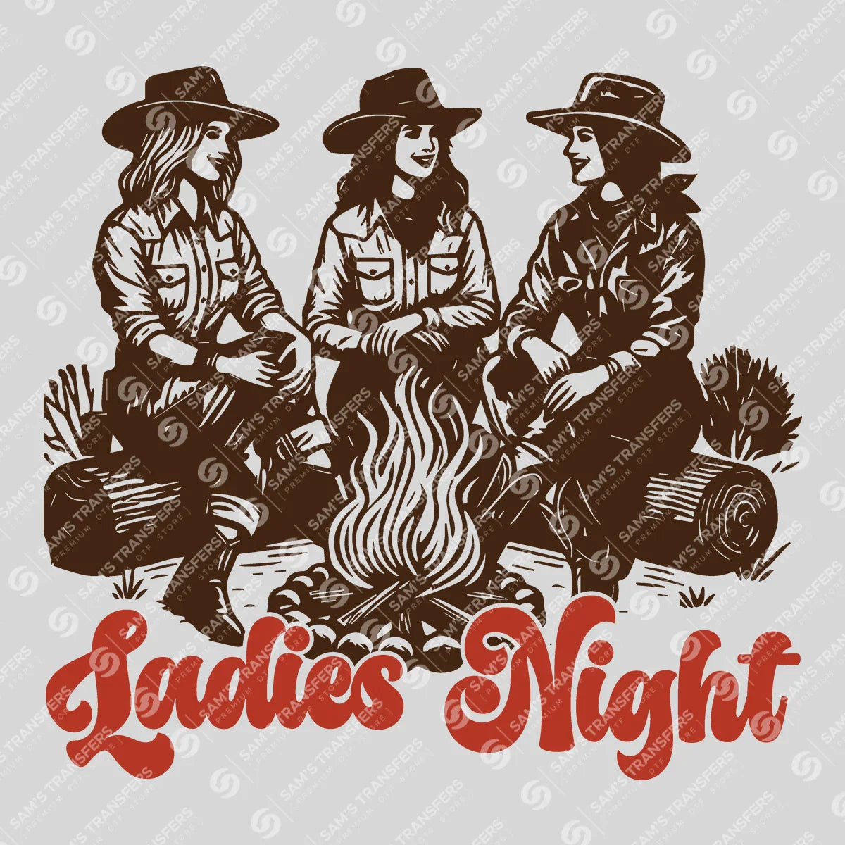 Apparel featuring a Ladies Night-themed DTF transfer.