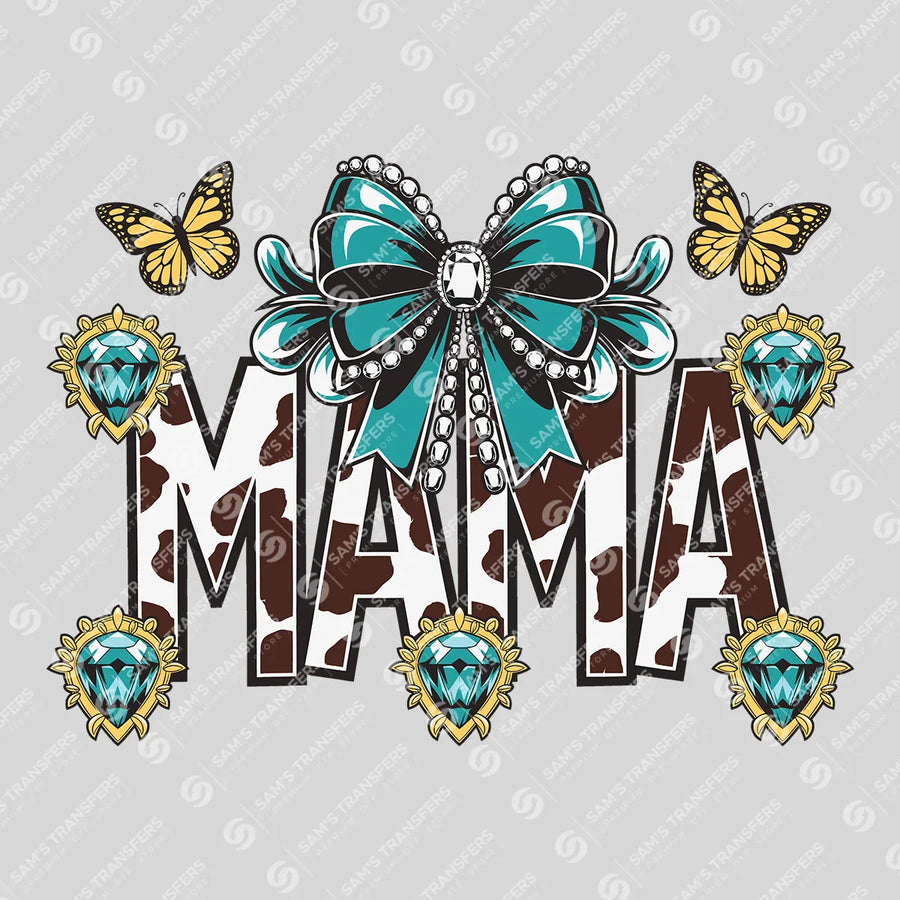 Mama Turquoise Bow Ready-to-Press DTF Transfer | SAT08943
