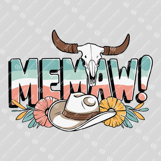 Apparel featuring a Memaw-themed DTF transfer.