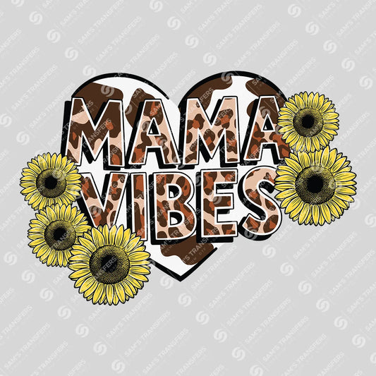 Apparel featuring a Mama Vibes-themed DTF transfer.