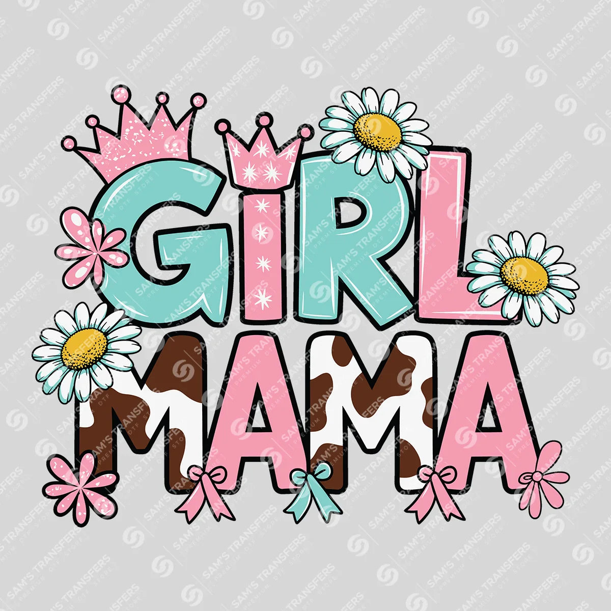 Apparel featuring a Girl Mama-themed DTF transfer.