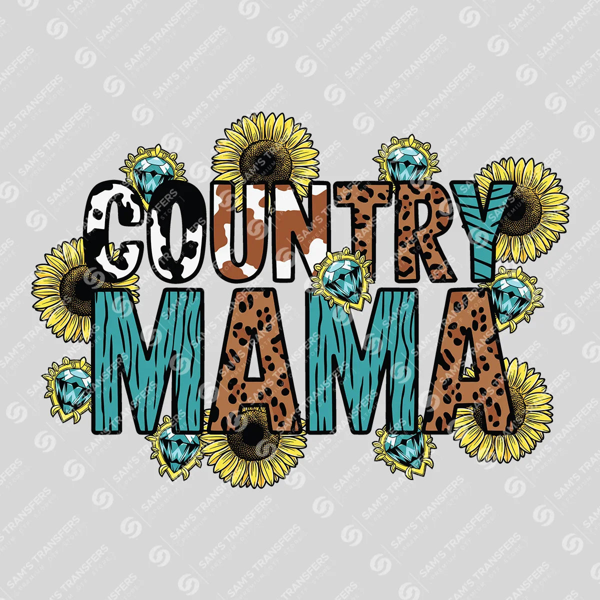 Apparel featuring a Country Mama Sunflower-themed DTF transfer.
